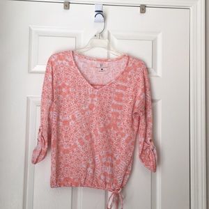 NY & Co coral and white print top